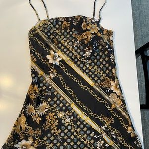 Princess polly black and gold chain mini dress